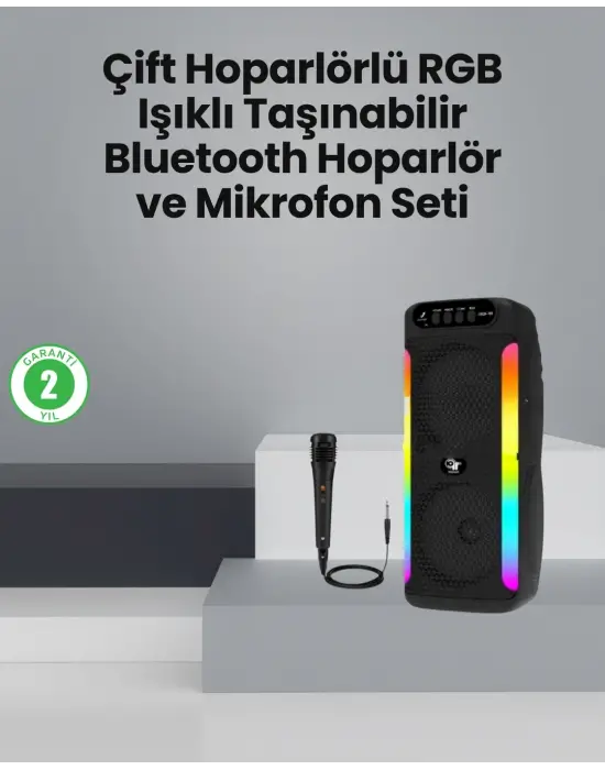 Taşınabilir Şarjlı Hoparlör Usb, Sd Kart, Aux Girişli