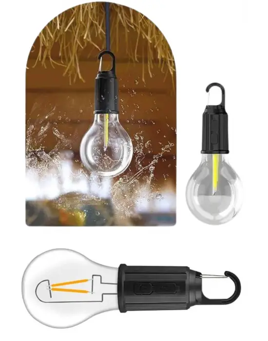 Taşınabilir Şarjlı Led Ampul Askılı Lamba Kamp Bahçe Lambası