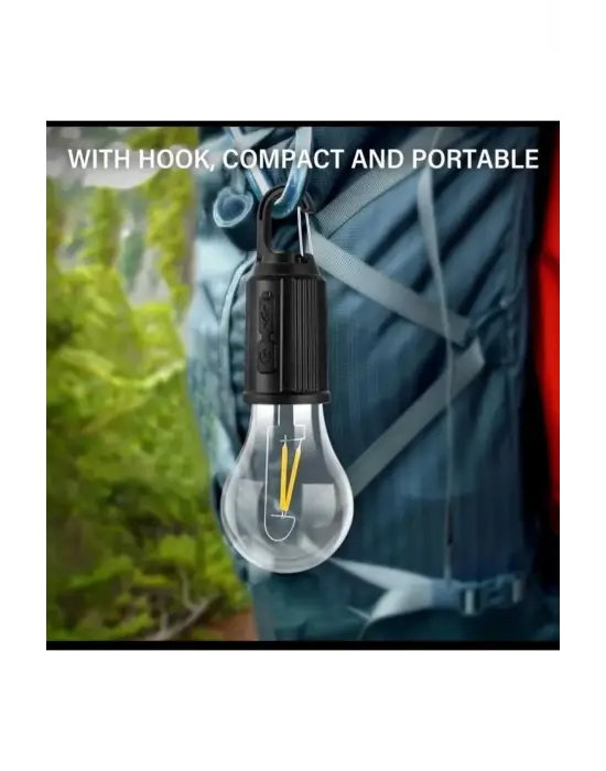 Taşınabilir Şarjlı Led Ampül Outdoor Kamp Bahçe Lambası 10w Askılı Kırılmaz Led Işık
