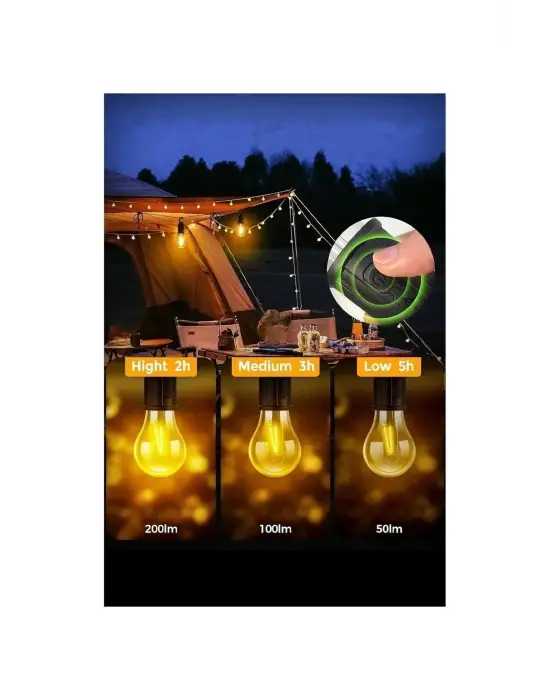 Taşınabilir Şarjlı Led Ampül Outdoor Kamp Bahçe Lambası 10w Askılı Kırılmaz Led Işık