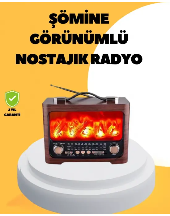 Taşınabilir Şömine Görünümlü Bluetooth Hoparlör – Solar Şarjlı, Alev Işıklı, 7w Ses