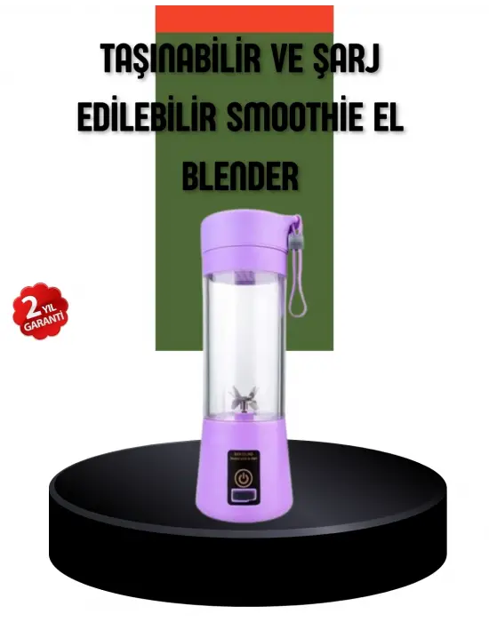 Taşınabilir Usb Şarjlı Mini Smoothie Blender 380ml Çelik Bıçaklı Portatif