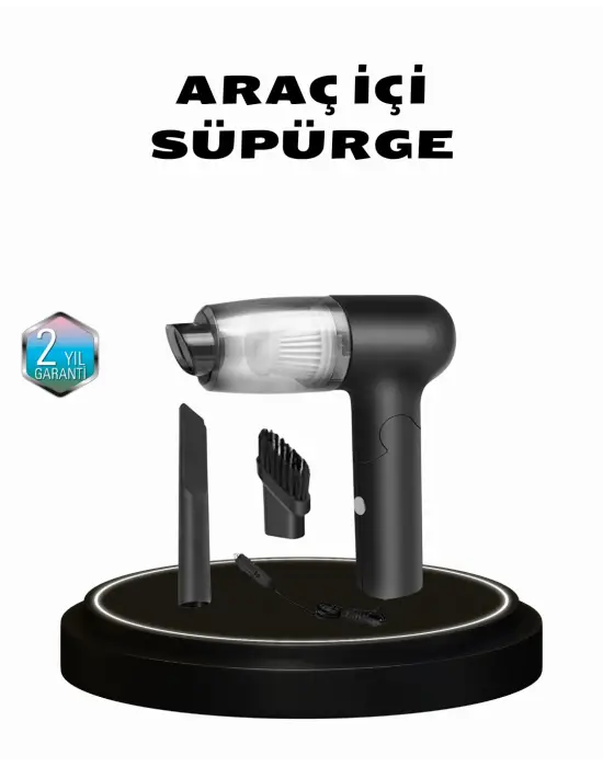 Taşınabilir Vakumlu Araç Süpürgesi – Katlanabilir Sap, Yıkanabilir Filtre, 120w Motor