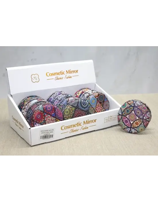 Taşlı Yuvarlak El Aynası Kalın Alk3751