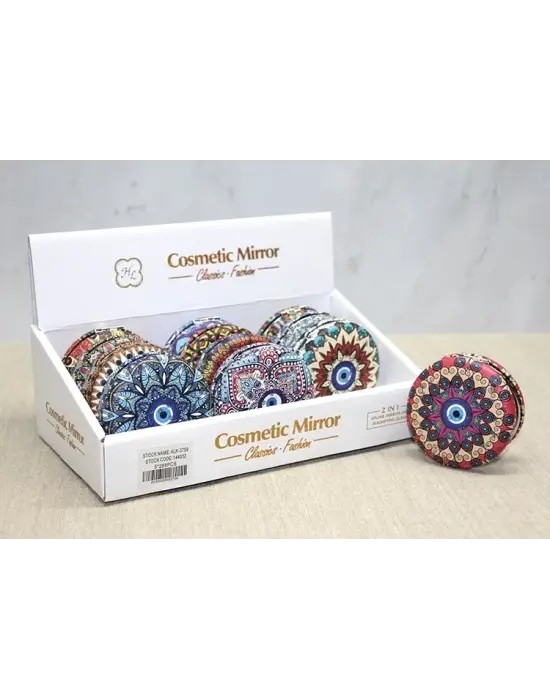 Taşlı Yuvarlak El Aynası Kalın Alk3759