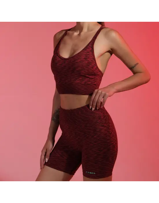 Tayt Crop Takım-Kırmızı