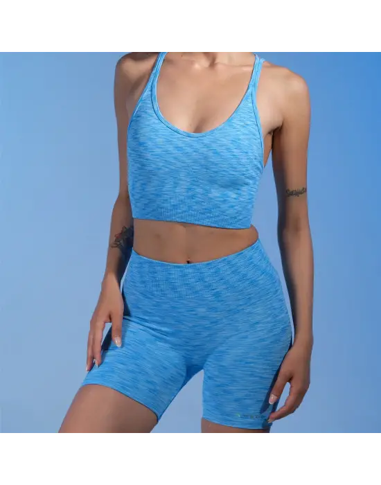 Tayt Crop Takım-Mavi