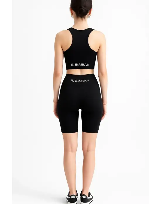 Tayt Crop Takım-Siyah