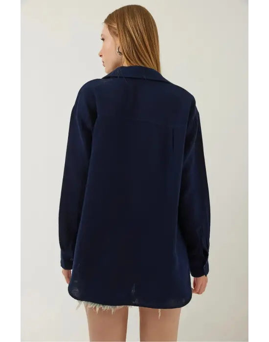 Tek cepli müslin gömlek lacivert pt