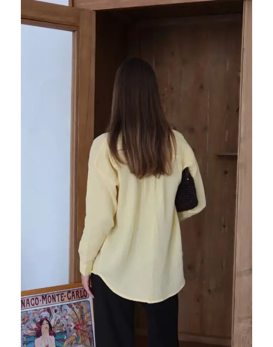Tek cepli müslin gömlek sarı