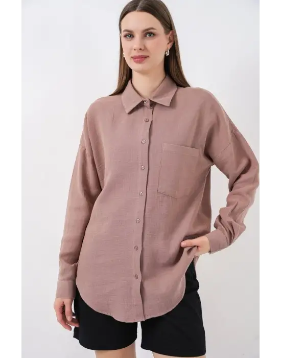 Modern Oversize Müslin Gömlek