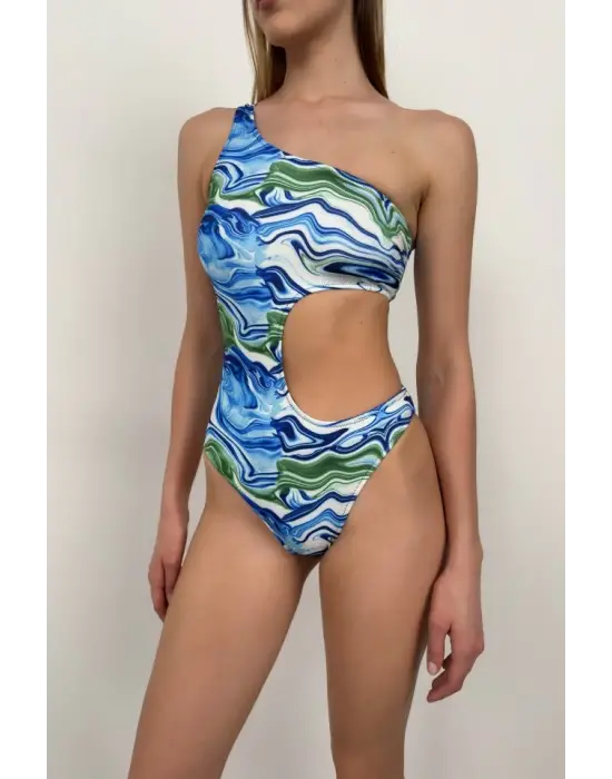 Omarı Şık ve Zarif Tek Omuzlu Mayokini