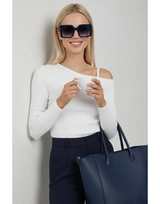 Tek Omuz İpli Bluz Beyaz T4328