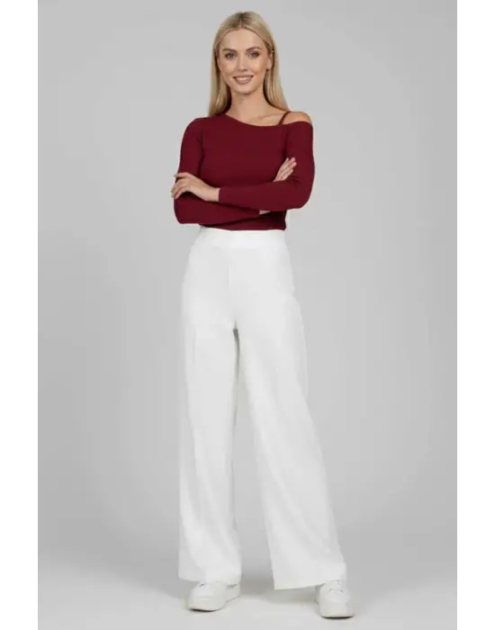 Tek Omuz İpli Bluz Bordo t4328