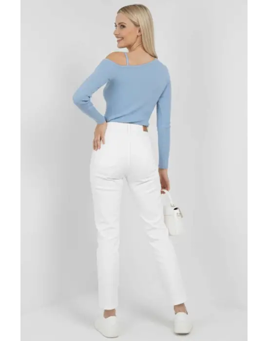 Tek Omuz İpli Bluz mavi t4328