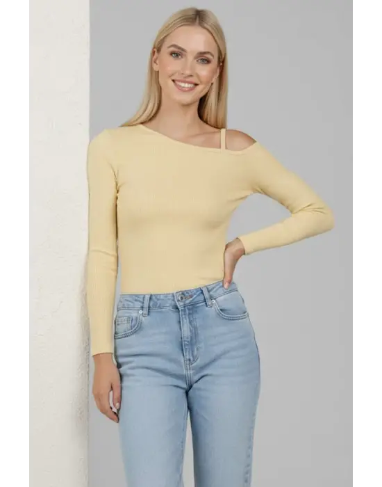 Tek Omuz İpli Bluz Sarı T4328