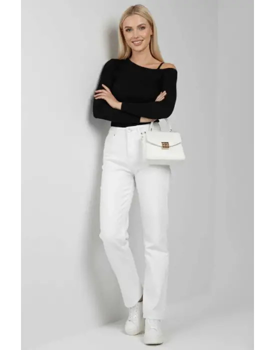 Tek Omuz İpli Bluz Siyah T4328