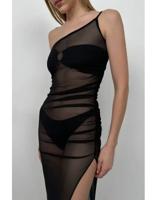 Tek Omuz Yırtmaç Detay Pareo