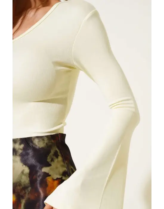 Tek Omuzlu Basic Bluz Sarı T4275