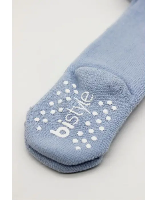 Omarı Mavi Tekli Kaymaz Külotlu Çorap