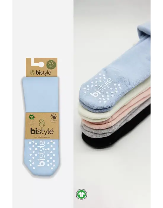 Omarı Mavi Tekli Kaymaz Külotlu Çorap