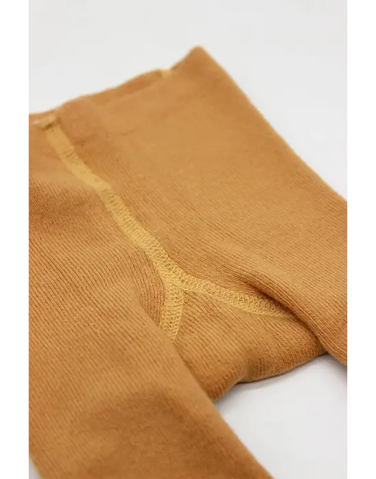 Omarı Tekli Kaymaz Mix Havlu Külotlu Çorap - Hardal Elegansı