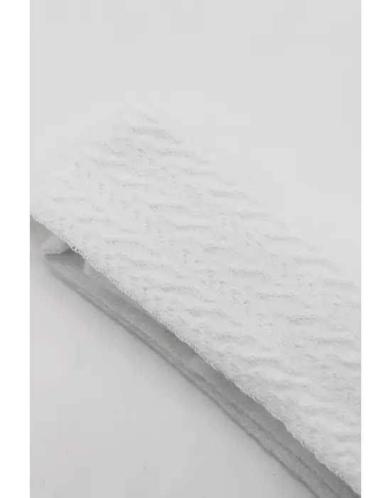 Omarı Zikzak Desenli Penye Külotlu Çorap - Beyaz