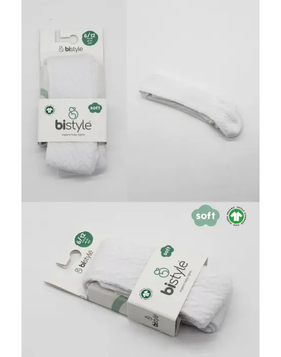 Omarı Zikzak Desenli Penye Külotlu Çorap - Beyaz