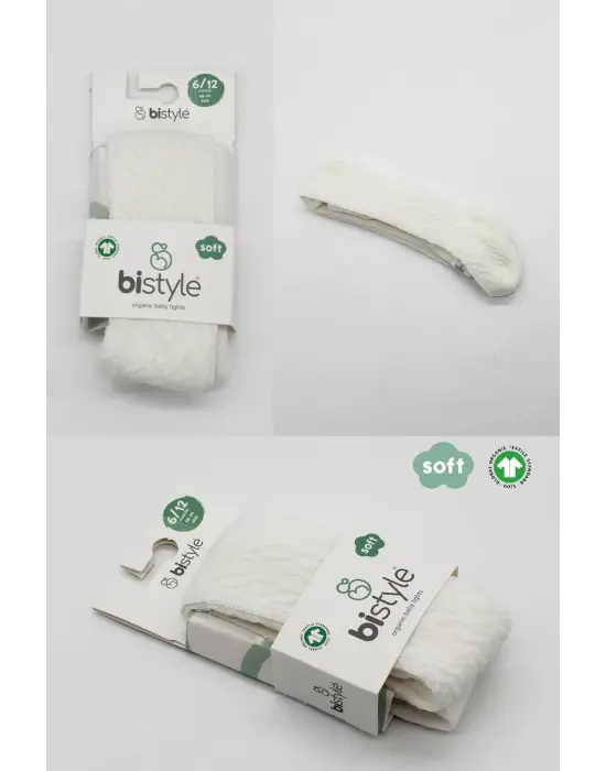 Omarı Tekli Zikzak Desenli Penye Külotlu Çorap - Ekru Renkli