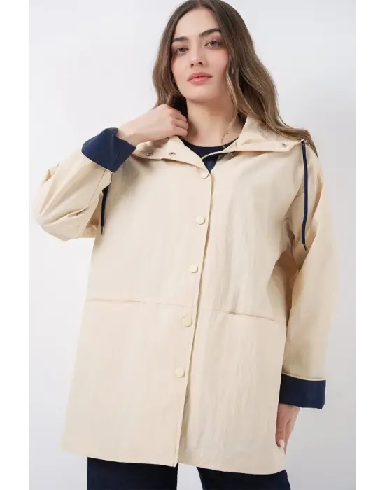 Modern Kapüşonlu Trençkot