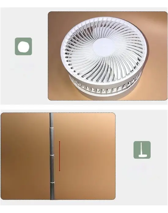 Omarı Şarjlı Teleskopik Masa Vantilatörü - Portatif Ve Katlanabilir