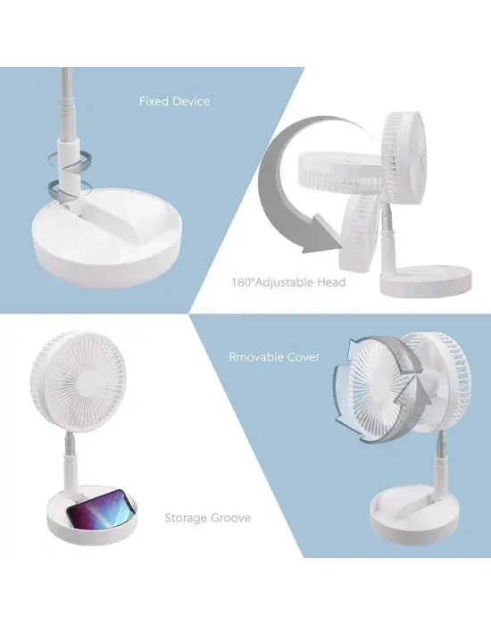 Omarı Şarjlı Teleskopik Masa Vantilatörü - Portatif Ve Katlanabilir