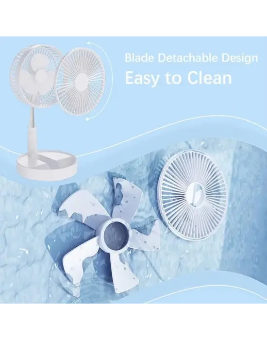 Omarı Şarjlı Teleskopik Masa Vantilatörü - Portatif Ve Katlanabilir