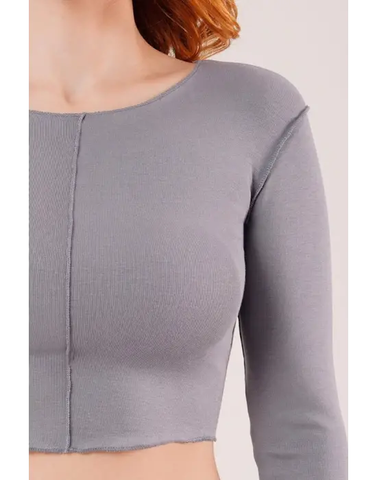 Omarı Ters Dikişli Antrasit Bluz