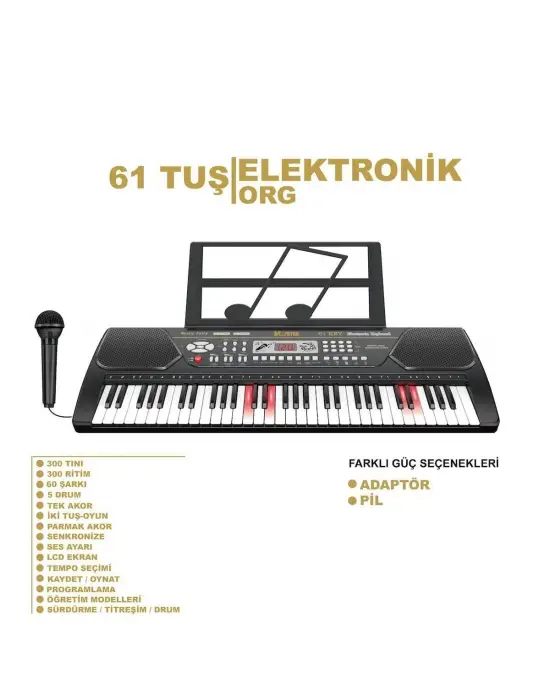 TFL-328-21 Vlektro Kutulu 61 Tuş Büyük Lcd Ekranlı Elektronik Büyük Org