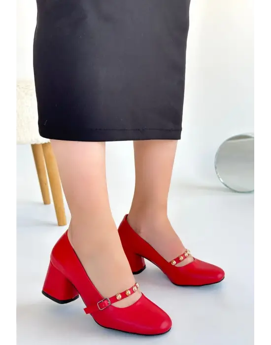 Tino Kırmızı Cilt Topuklu Ayakkabı