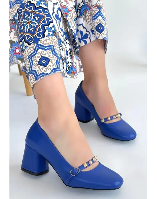 Tino Mavi Cilt Topuklu Ayakkabı