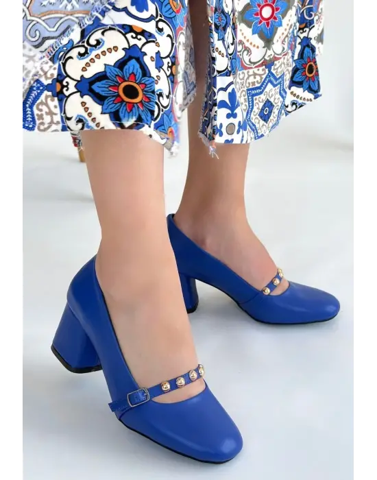 Tino Mavi Cilt Topuklu Ayakkabı