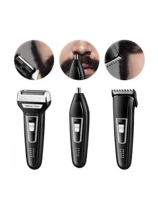 Tıraş Makinesi 3 Başlıklı T Başlıklı Hassas Ciltlere Özel Saç Sakal Vücut Kulak Ve Burun