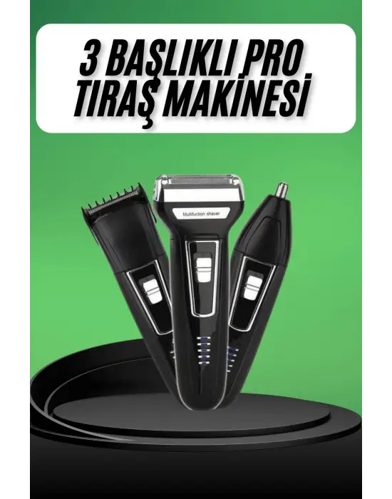 Tıraş Makinesi 3 Başlıklı T Başlıklı Hassas Ciltlere Özel Saç Sakal Vücut Kulak Ve Burun