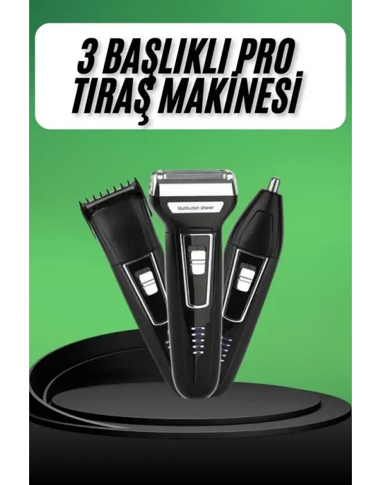 Tıraş Makinesi 3 Başlıklı T Başlıklı Hassas Ciltlere Özel Saç Sakal Vücut Kulak Ve Burun