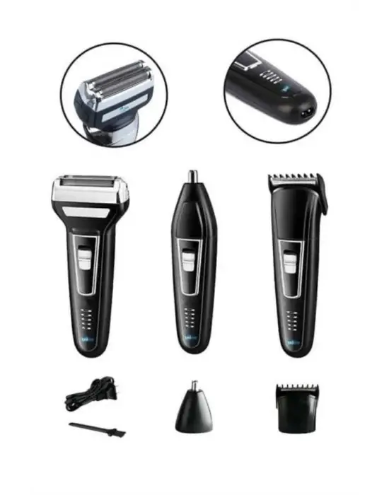 Tıraş Makinesi 3 Başlıklı T Başlıklı Hassas Ciltlere Özel Saç Sakal Vücut Kulak Ve Burun