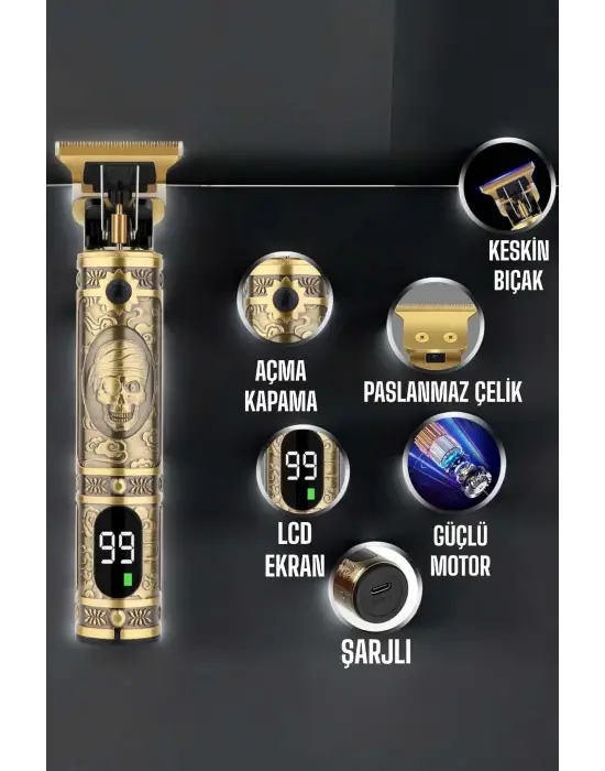 Tıraş Makinesi Çizik Tıraş Paslanmaz Çelik Uzun Ömürlü Şarjlı