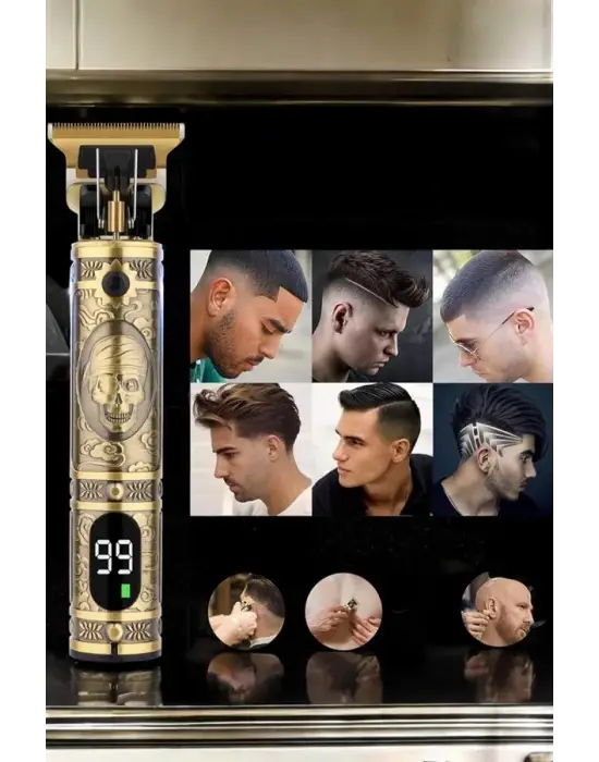 Tıraş Makinesi Şarjlı Profesyonel Saç Kesme Makinesi Gold Çizik Tıraş