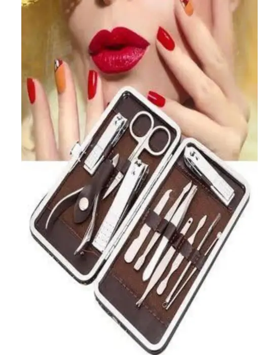 Tırnak Bakım Seti Tırnak Düzeltme Batık 12 Parça Çanta Tipi Manikür Pedikür
