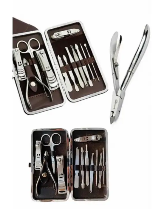 Tırnak Bakım Seti Tırnak Düzeltme Batık 12 Parça Çanta Tipi Manikür Pedikür