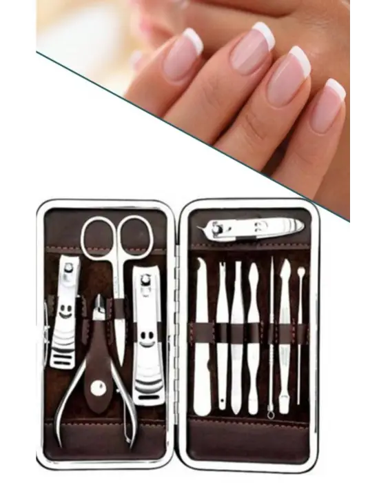 Tırnak Bakım Seti Tırnak Düzeltme Batık 12 Parça Çanta Tipi Manikür Pedikür