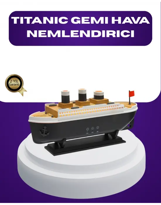 Titanik Gemi Tasarımlı Led Işıklı Hava Nemlendirici Buhar Efektli Oda Difüzörü
