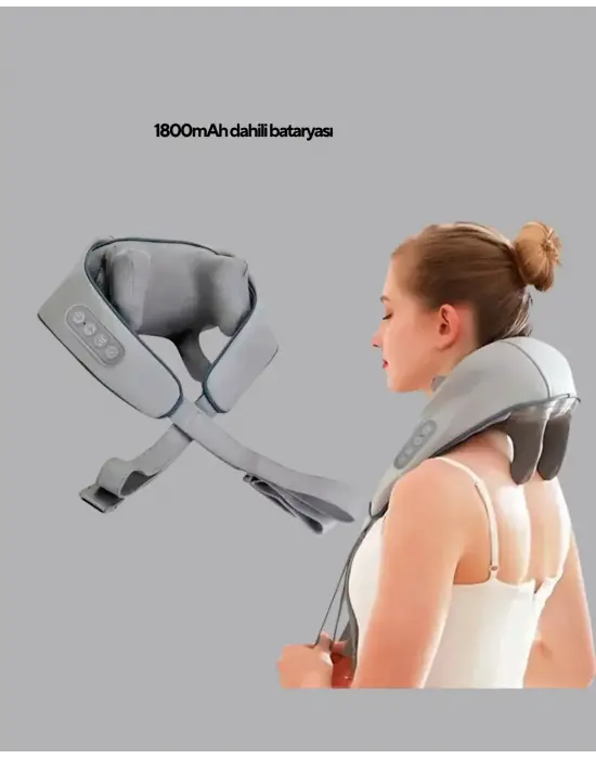 Titreşimli Boyun Masaj Cihazı Isı Terapili Şarjlı Vnb-01 Ergonomik U Tasarım