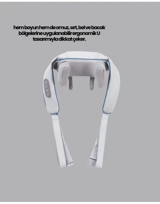 Titreşimli Boyun Masaj Cihazı Isı Terapili Şarjlı Vnb-01 Ergonomik U Tasarım